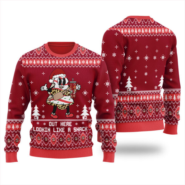Out Here Lookin Like A Snack Ugly Sweater Cardinal Red