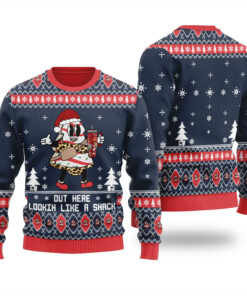 Out Here Looking Like A Snack Cookies Christmas Sweater Navy