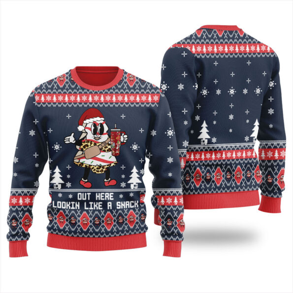 Out Here Looking Like A Snack Cookies Christmas Sweater Navy