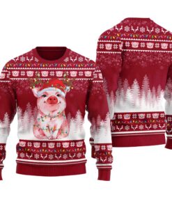 Pig Lovers Christmas Sweater Cardinal Red