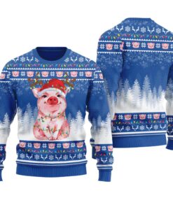 Pig Lovers Ugly Christmas Sweater Royal