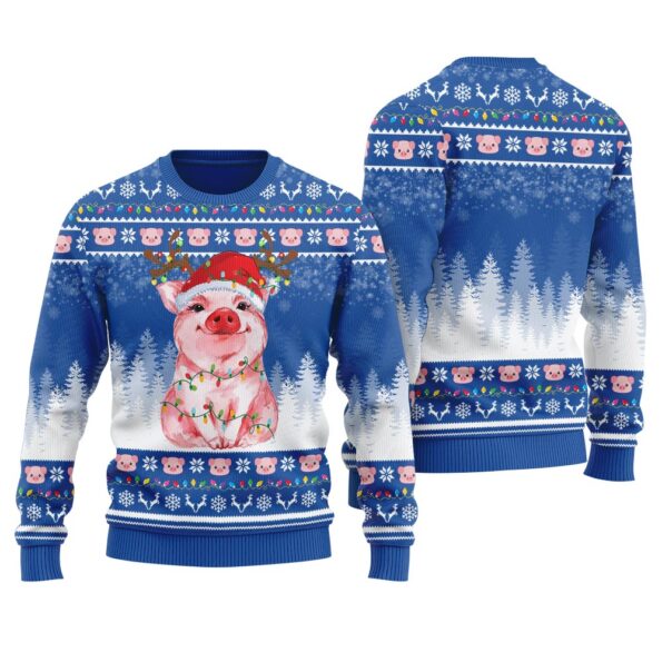 Pig Lovers Ugly Christmas Sweater Royal