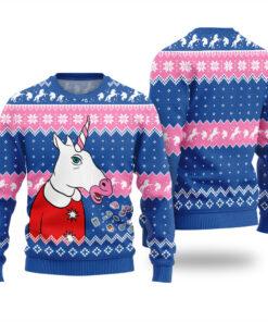 Pinky Unicorn Ugly Christmas Sweater Royal