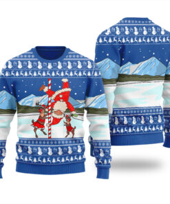 Pole Dance Santa Claus North Pole Dancer Funny Ugly Sweater Royal