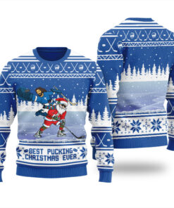 Pucking Game Santa And Jesus Ugly Sweater Royal