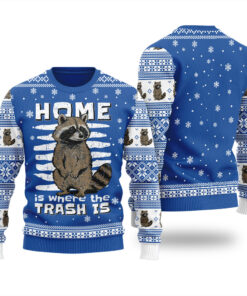 Raccoon Home Is Where The Trash Is Christmas Sweater Royal
