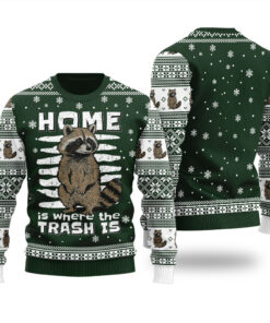 Raccoon Ugly Christmas Sweater Forest Green