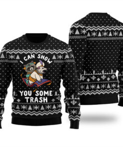 Racoon Opossum Possum Christmas Sweater Black
