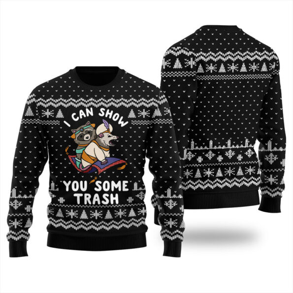 Racoon Opossum Possum Christmas Sweater Black