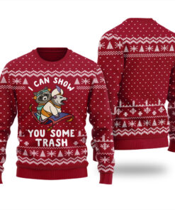 Racoon Opossum Ugly Christmas Sweater Cardinal Red