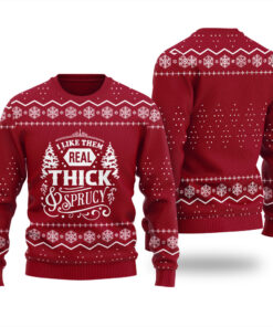 Real Thick And Sprucy Christmas Sweater Cardinal Red