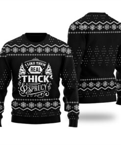 Real Thick And Sprucy Ugly Christmas Sweater Black