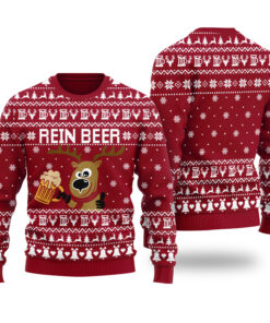 Rein Beer Funny Ugly Christmas Sweater Cardinal Red