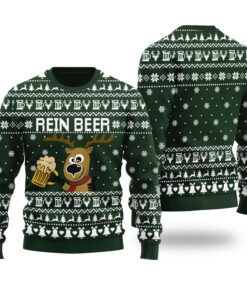 Rein Beer Funny Ugly Christmas Sweater Forest Green