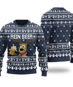 Rein Beer Funny Ugly Christmas Sweater Navy