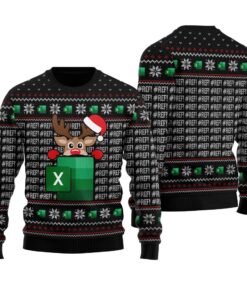 Reindeer Freak In The Sheets Christmas Sweater Black