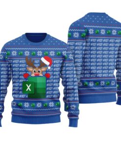 Reindeer Freak In The Sheets Christmas Sweater Royal