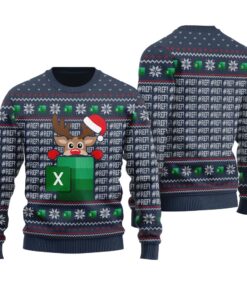 Reindeer Freak In The Sheets Ugly Christmas Sweater Navy