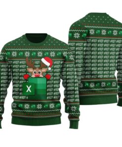 Reindeer Freak In The Sheets Ugly Sweater Forest Green