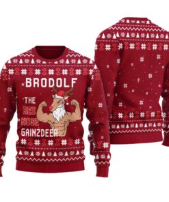 Reindeer The Swoleman Christmas Sweater Cardinal Red