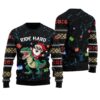 Ride Hard Funny Santa Ugly Christmas Sweater Black