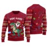 Ride Hard Funny Santa Ugly Christmas Sweater Cardinal Red