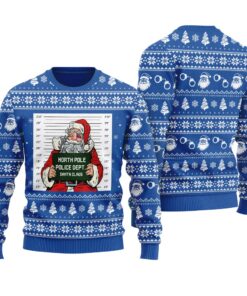 Santa Arrested Christmas Sweater Royal