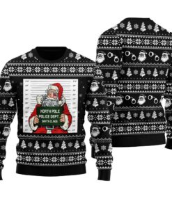 Santa Arrested Ugly Christmas Sweater Black