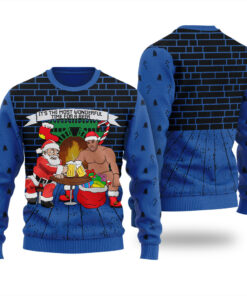 Santa Barry Wood Drinking Beer Christmas Sweater Royal