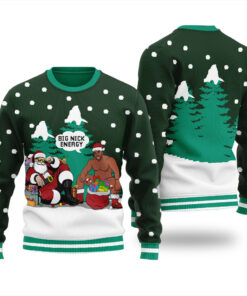 Santa Barry Wood Funny Ugly Christmas Sweater Forest Green