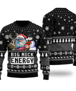 Santa Big Nick Energy Ugly Christmas Sweater Black