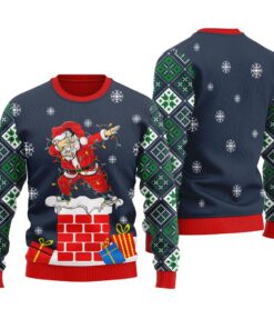 Santa Dabbing Ugly Christmas Sweater Navy