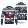 Santa Drinking Beer Christmas Sweater Navy