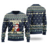 Santa Drinking Beer Ugly Christmas Sweater Navy