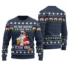 Santa Drinking Beer Ugly Christmas Sweatshirt Navy
