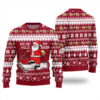 Santa Drinking Beer Ugly Sweater Cardinal Red