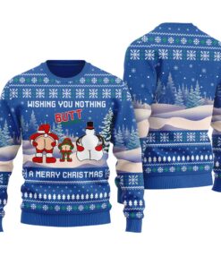 Santa Elf Snowman Ugly Christmas Sweater Royal