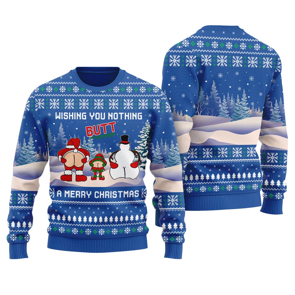 Santa Elf Snowman Ugly Christmas Sweater Royal 6 Santa Elf Snowman Ugly Christmas Sweater Royal