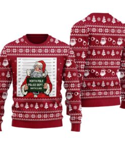 Santa Gets Caught Christmas Sweater Cardinal Red