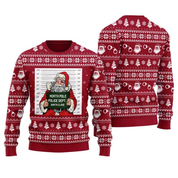 Santa Gets Caught Christmas Sweater Cardinal Red
