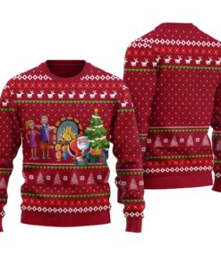 Santa Gets Caught Ugly Christmas Sweater Cardinal Red