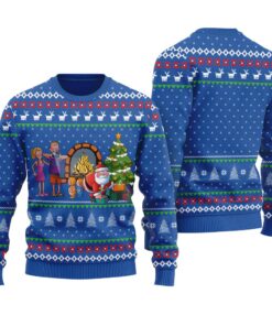Santa Gets Caught Ugly Christmas Sweater Royal