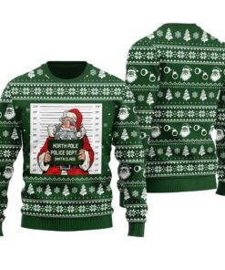Santa Gets Caught Ugly Sweater Forest Green