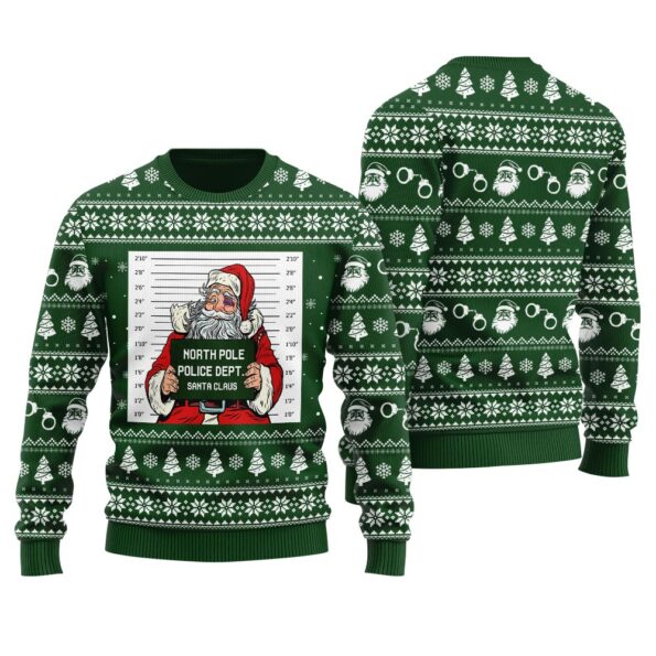Santa Gets Caught Ugly Sweater Forest Green