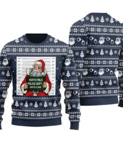 Santa Gets Caught Ugly Sweater Navy