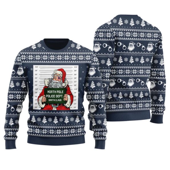 Santa Gets Caught Ugly Sweater Navy