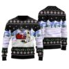 Santa Go Skiing Snowy Ugly Christmas Sweater Black