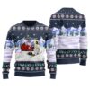 Santa Go Skiing With Jesus Ugly Christmas Sweater Navy