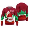 Santa Going Toilet Naughty Ugly Christmas Sweater Cardinal Red