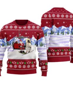 Santa Hanging Out With Jesus Ugly Christmas Sweater Cardinal Red